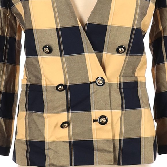 NWT Vintage STIRLING COOPER Yellow & Black Plaid 1990s Blazer Size 14 - Picture 3 of 4